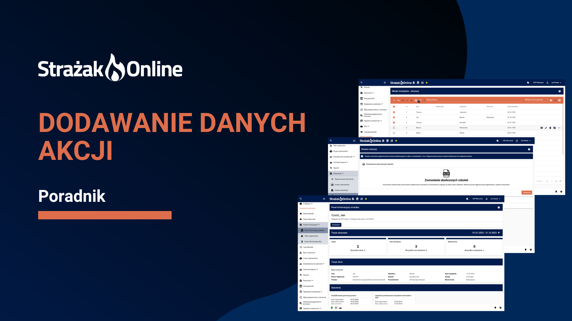 Poradnik wideo: dodawanie danych akcji w Strażak.Online